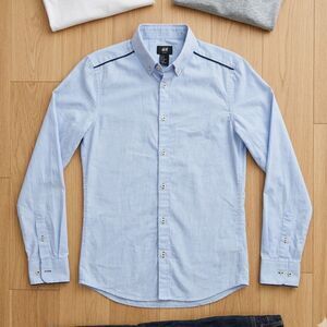 H&M Men's Slim Fit Button Up Shirt Light Blue XS - Excellent Condition